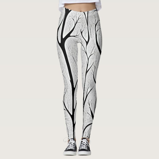 Leggings Árbol de vida negro y blanco (Anverso)