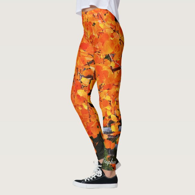 Leggings Árbol naranja con nombre personalizado (Izquierda)