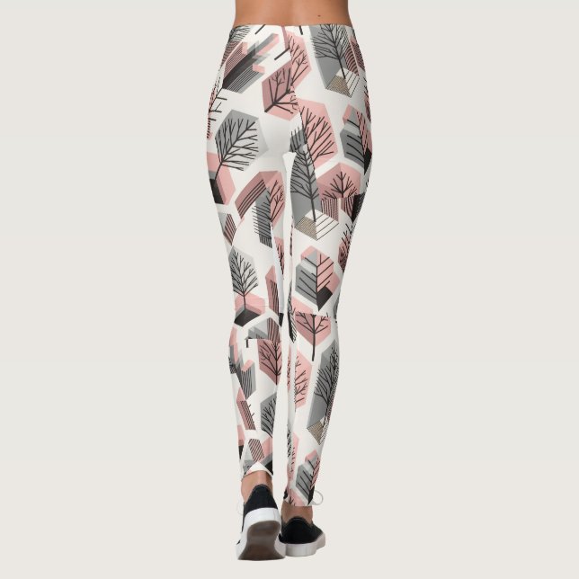 Leggings Árbol Patrón de Prisma de Patchwork Gris Rosa Atóm (Reverso)