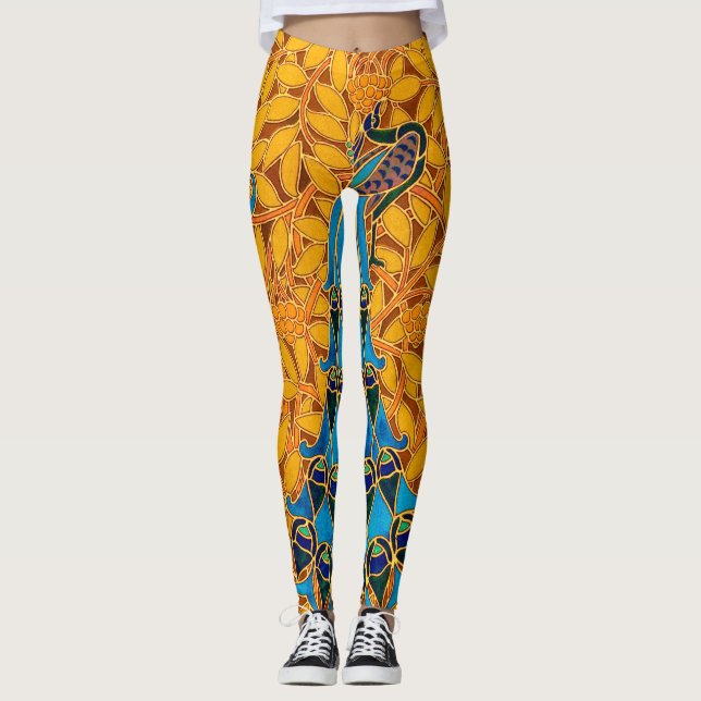 Leggings Árbol y pavos reales de estilo Art Nouveau de époc (Anverso)
