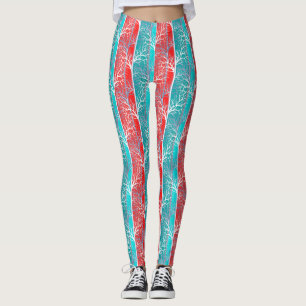Leggings Árboles abstractos sin foco ramifican línea roja d