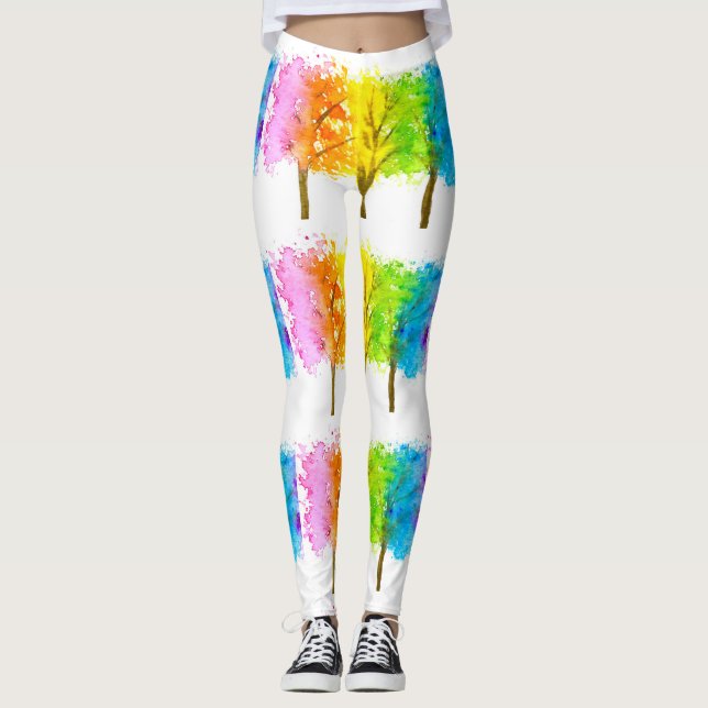 Leggings Árboles arcoiris coloridos y brillantes naturaleza (Anverso)