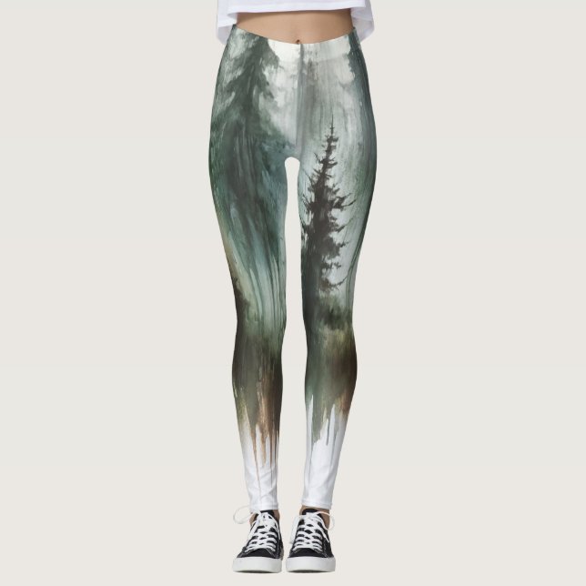 Leggings Árboles de acuarela, desierto rústico (Anverso)