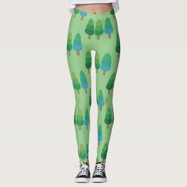 Leggings Árboles de bosques verdes Thunder_Cove (Anverso)