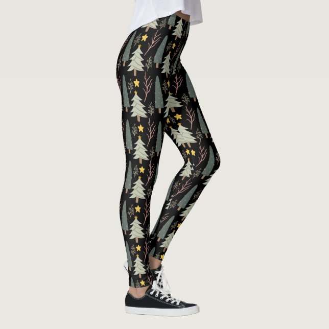 Leggings Árboles de invierno Navidades forestales patrón ve (Derecha)