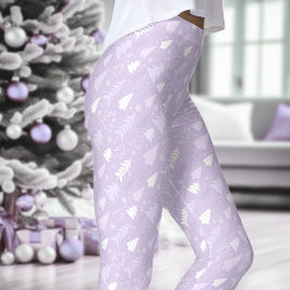 Leggings Árboles de lavanda morada Navidades de invierno Le