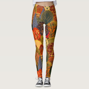 Leggings Árboles de otoño estilizados, patrones de bosques