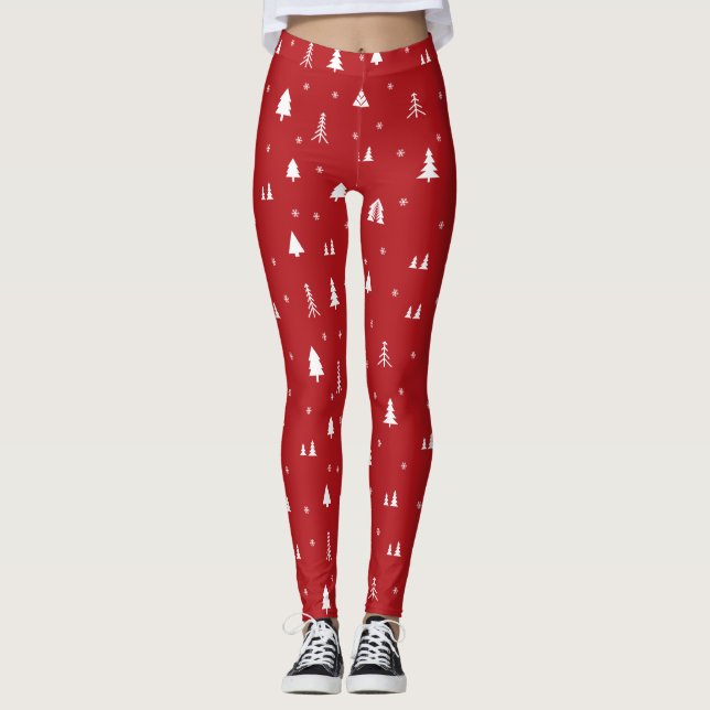 Leggings Árboles navideños y lentes de copas de nieve (Anverso)