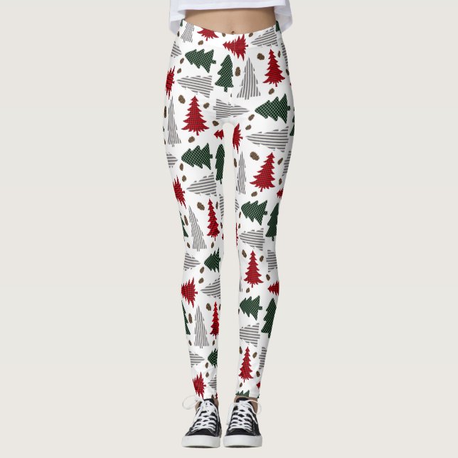 Leggings Árboles navideños y lentes de pinecones (Anverso)