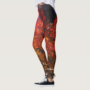Leggings Árboles rojos por la mañana con nombre