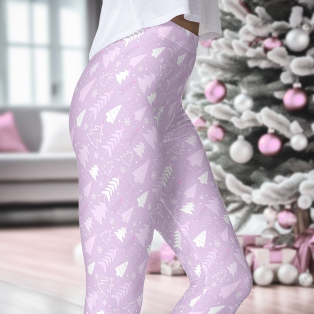 Leggings Árboles violetas púrpura árboles Navidades de invi (Purple Violet Trees Winter Christmas Leggings)
