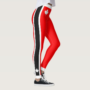 Leggings Arce blanco canadiense con lados blancos negros en