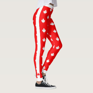 Leggings Arce canadiense en rojo y blanco
