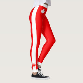 Leggings Arce canadiense sobre rojo y blanco