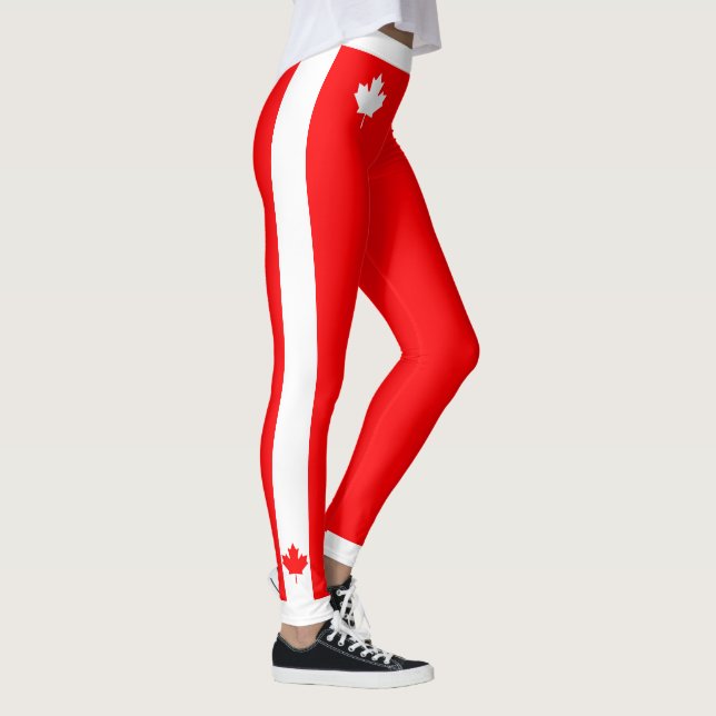 Leggings Arce canadiense sobre rojo y blanco (Derecha)