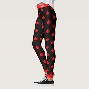 Leggings Arce canadiense sobre rojo y negro