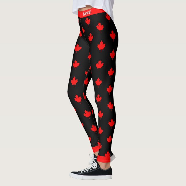 Leggings Arce canadiense sobre rojo y negro (Izquierda)