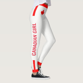 Leggings Arce Chica canadiense sobre rojo y blanco
