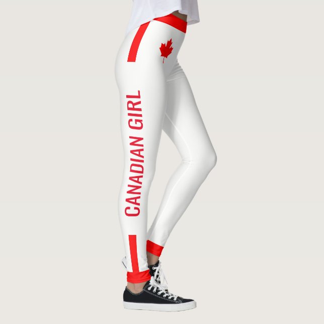 Leggings Arce Chica canadiense sobre rojo y blanco (Derecha)