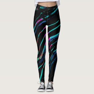 Leggings Arco iris de mármol negro en colores pastel de