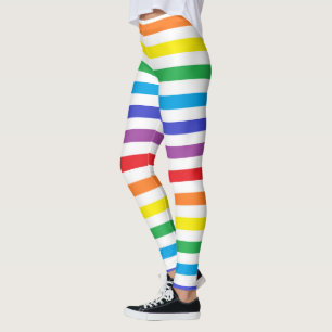 Leggings Arco iris y rayas blancas
