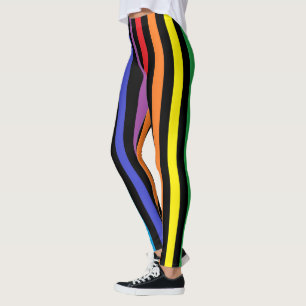 Leggings Arco iris y rayas negras verticales