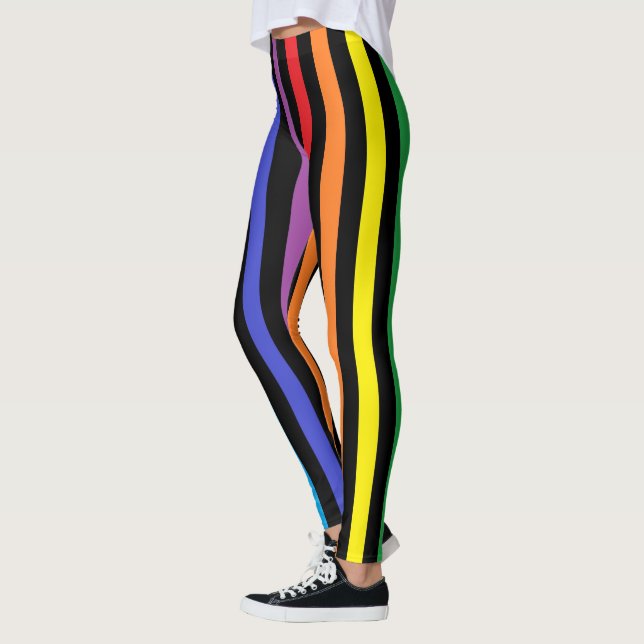 Leggings Arco iris y rayas negras verticales (Izquierda)