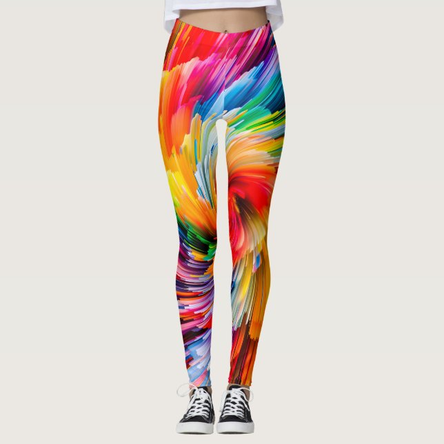 Leggings Arcoíris Abstracto Tornado Moderno Vibrante (Anverso)