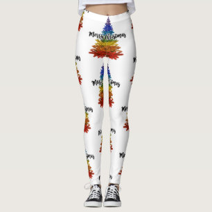 Leggings arcoiris alegre árbol de navidad