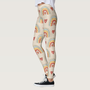 Leggings Arcoiris bohemias y corazón - Marrón terrario