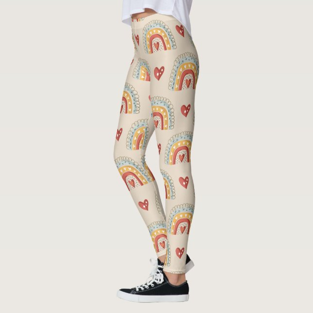 Leggings Arcoiris bohemias y corazón - Marrón terrario (Izquierda)
