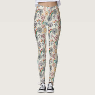Leggings Arcoiris caprichoso y candeliones botánicos