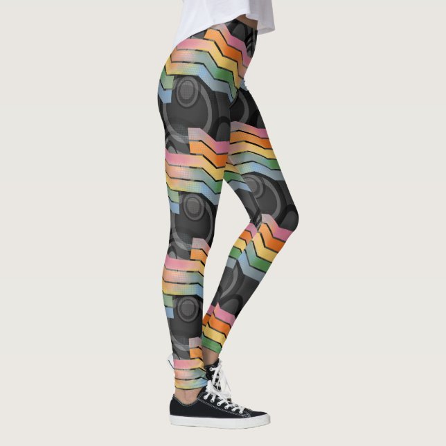 Leggings Arcoíris de rayas disco futurista retro (Derecha)