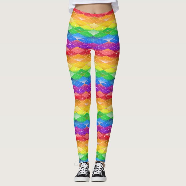 Leggings Arcoiris Diamond Orgullo Argyle Sparkle Escala de  (Anverso)