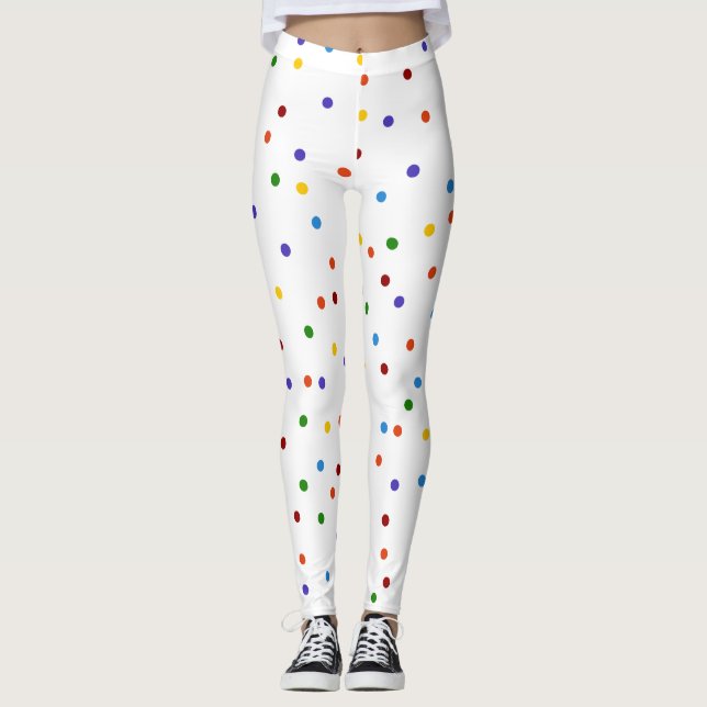Leggings Arcoiris Dots Polka Dot Confetti Blanco (Anverso)