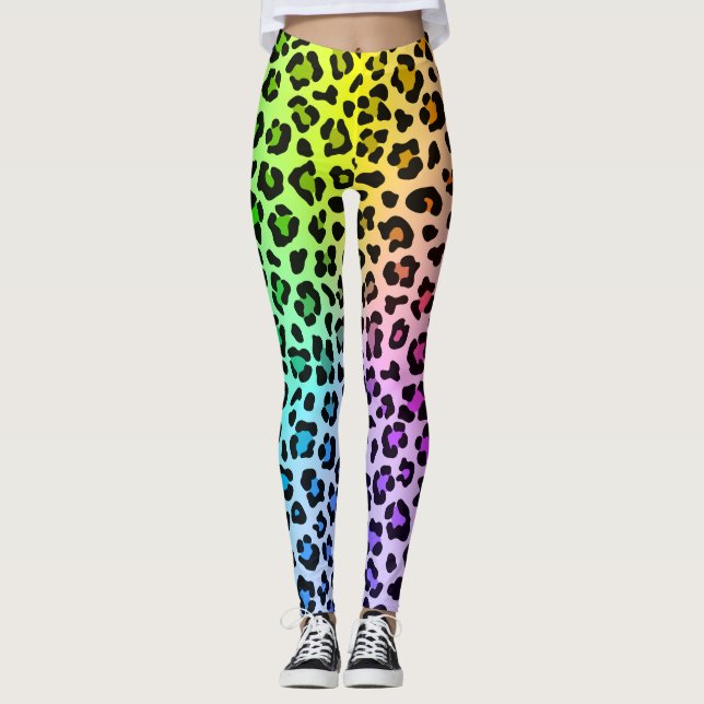 Leggings Arcoiris suave audaz y bello animal leopardo (Anverso)