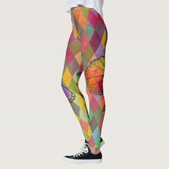 Leggings Arcoiris Tie Dye Harlequin Herringbone & Butfly (Izquierda)
