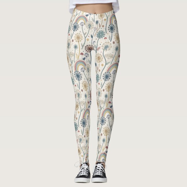 Leggings Arcoiris y candeliones botánicos (2) (Anverso)