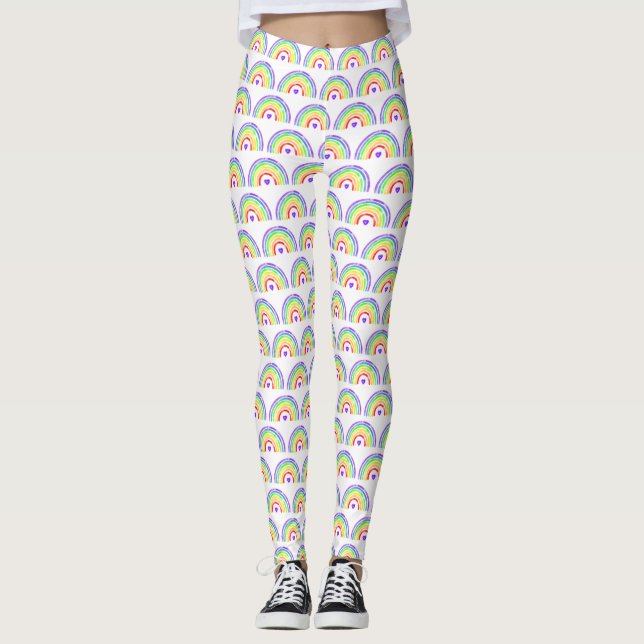 Leggings Arcoiris y corazones acuarelas (Anverso)