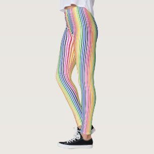 Leggings Arcoiris y rayas blancas