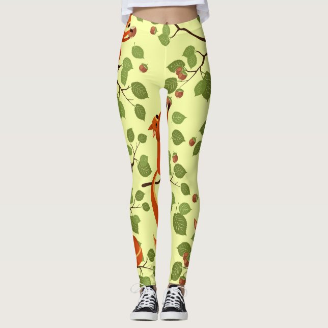 Leggings Ardilla roja en ramas de avellano. (Anverso)