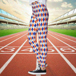 Leggings Argyle naranja y Diamante Azul