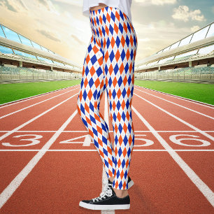 Leggings Argyle naranja y Diamante Azul
