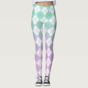 Leggings Argyles gradientes - Púrpura claro y verde