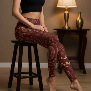 Leggings Aria Grace Crimson Lotus Mandala Latin Heritage