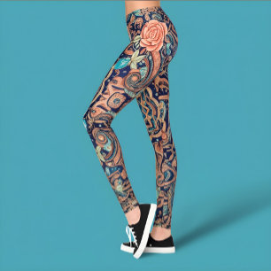 Leggings Aria Grace Elegante Cobalt Rosa Palo Boho