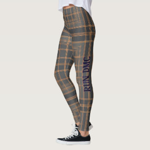 Leggings Aria Grace Urban Copper Grid Plaid Pattern RUN DMC