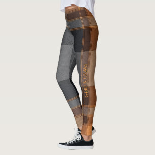 Leggings Aria Grace Urban Copper Grid Plaid Pattern Vol 29