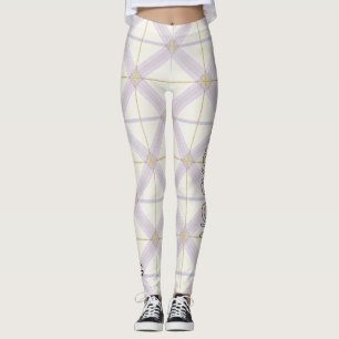 Leggings AriaGr Ivory y Lavanda Luxe Patrón de Cuadro Vol 6