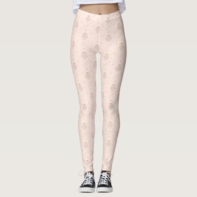 Leggings Aries Zodiac Pattern in Brown and Burgundy (Anverso)